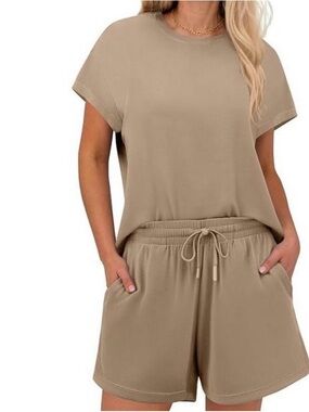 NWT PINSPARK Beige  Lounge Short Set